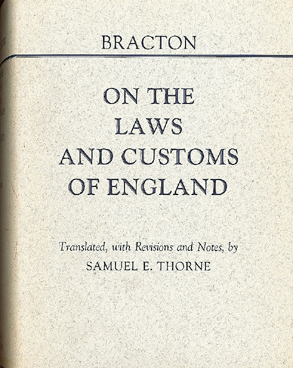 Cover of Thorne's translation of Bracton.