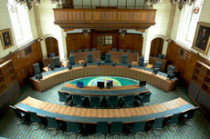 View of the modern courtroom